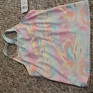 LANDS END GIRLS MULTI COLORED SWIM TANKINI TOP SIZE 14